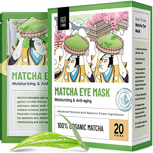 LE GUSHE Under Eye Mask & Under Eye Patches (20 Pairs) - Green Tea Eye Mask with Collagen & Amino Acid, Cooling Eye Care for Wrinkles, Puffy Eyes & Dark Circles, Brightening Skincare