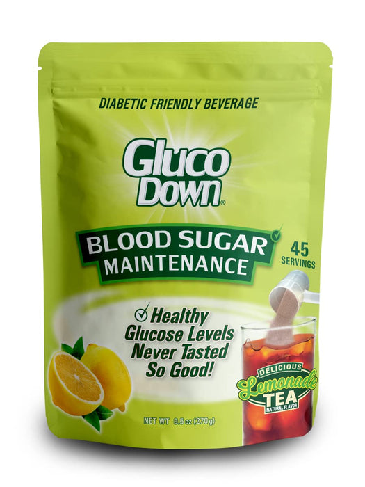 GLUCODOWN, Delicious Lemonade & Tea Mix, Dietary Fiber Formula, Daily Maintenance of Healthy Blood Sugar & Cholesterol, 45 Servings.