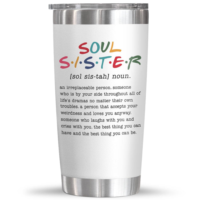 TEEZWONDER Friendship Gifts For Women Friends - Sister Birthday Gifts, Christmas, Mothers Day Gifts For Friend Female, Work Bestie, Coworker, Soul Sister Gifts - 20oz Insulated Stainless Steel Tumbler