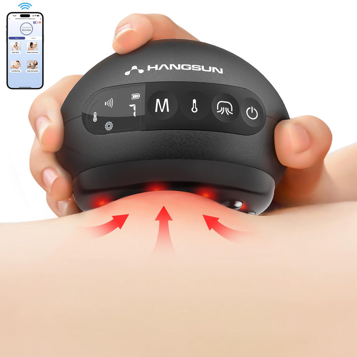 Hangsun Smart Cupping Therapy Set with APP 5 in 1 Electric Cupping Massager for Pain Relief and Cellulite Red Light Gua Sha Massage 7 Levels Suctions