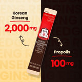 JungKwanJang Ginseng Everytime Extract Stick - Caffeine-Free Energy Supplements, Korean Red Ginseng 2000mg, Brain Support and Natural Energy Booster for Men & Women