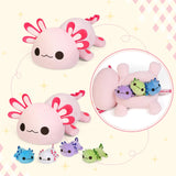 KMUYSL Axolotl Plush Toys for Ages 3 4 5 6 7 8+ Year Old- Axolotl Mommy Stuffed Animal with 4 Baby Axolotls in Her Tummy, Plush Toys Set, Christmas Birthday Gifts for Baby, Toddler, Kids