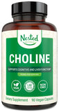 Nested Naturals Choline Bitartrate 500mg | High Potency Choline Supplements | Supports Cognitive Performance & Liver Function | 100% Vegan & Non-GMO Choline | 90 Vegan Capsules