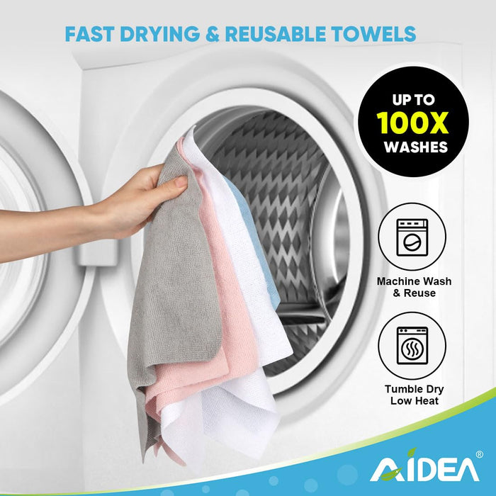 AIDEA Microfiber Cleaning Cloth Roll Pink-75PK, Microfiber Towels for Cars, Commercial Shop Rags, Tear Away Reusable Paper Towels, Lint-Free Cleaning Rags for House, Kitchen, Garage Shop-11.5"×11.5"