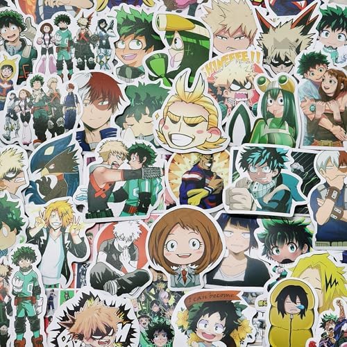 100PCS MHA Stickers, Anime My Hero Stickers Academi Cute Stickers, Waterproof Vinyl Decals for Water Bottles,Laptop,Computer, Stickers for Fans Adults Teens Kids