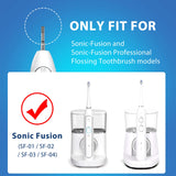 Replacement Brush Heads for Waterpick Sonic Fusion 2.0 Flossing Toothbrush with Cover, Compact, 5 Count Black, Soft Bristles