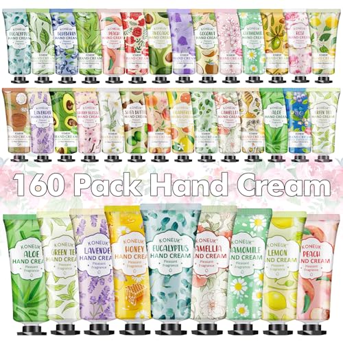 160 Pack Hand Cream Gifts Set For Women, Valentines Day Gifts for Her, Mothers Day Gifts, Teacher Appreciation Gifts, Bridal Wedding Favors, Bulk Hand Lotion Travel Size for Dry Cracked Hands