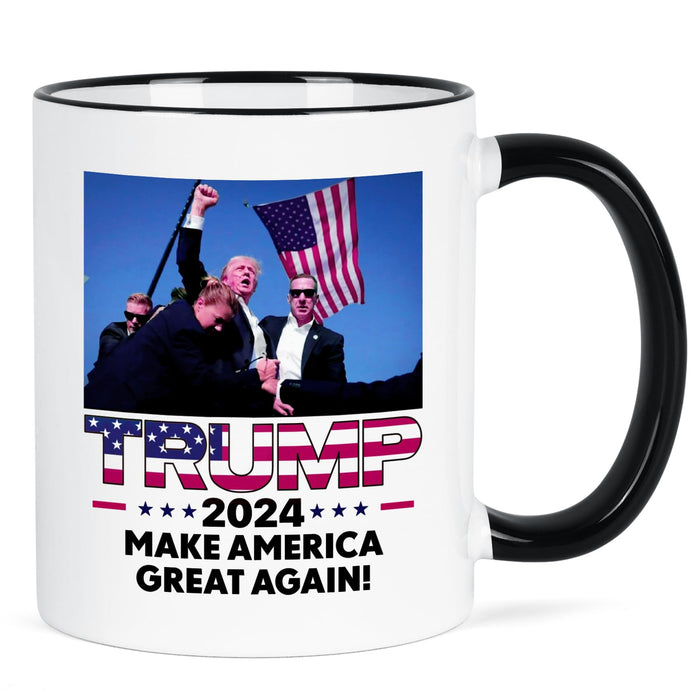 YHRJWN Trump Survived Shot, Trump 2024, Fist Pump at Pennsylvania Rally Failed Assassination Attempt, Bloody Ear Bullett-Proof, Trump Merchandise, Make American Great Again Mug, 11 Oz