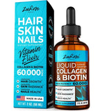 ZoeRose Liquid Biotin & Collagen Keratin Drops 60,000mcg Hair Growth Vitamins - Essential Supports Healthy Joints, Hair, Skin and Nails Vitamins - Best Liquid Collagen for Women & Men- (2Fl Oz, 60ml)