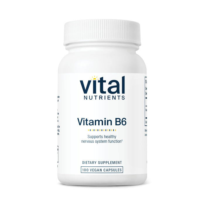 Vital Nutrients - Vitamin B6 - Healthy Nerve and Musculoskeletal Support - 100 Vegetarian Capsules per Bottle - 100 mg