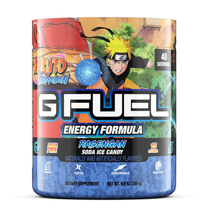 G Fuel Rasengan Energy Powder, Sugar Free, Clean Caffeine Focus Supplement, Water Mix, Soda Ice Candy Flavor, Focus Amino, Vitamin + Antioxidants Blend - 9.8 oz (40 Servings)