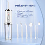 Water-Flosser-Cordless-Teeth-Cleaner MAKJUNS Water Dental Flosser with 3 Modes 4 Jets Rechargeable IPX7 Waterproof Dental Oral Irrigator for Travel Home Braces(Luxury White)