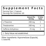 VitaMonk Low Dose Caffeine and Theanine - No Jitters, No Crash- Microdose of Caffeine L Theanine Pills with Caffeine Theanine and Theobromine - 25mg of Caffeine, Caffeine Pills L Theanine - 60 Caps