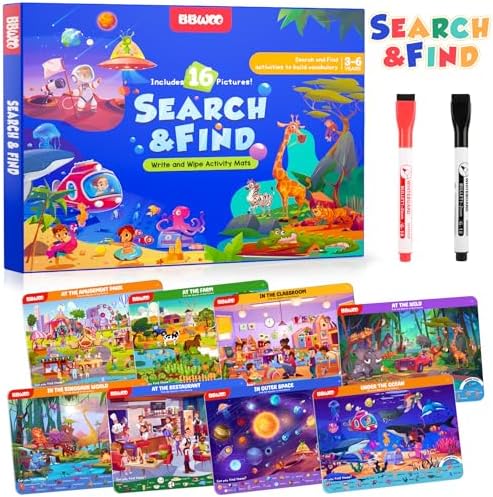 Preschool Learning Activities Search and Find Books, Travel Game for Road Trip Car Airplane, Busy Book Activity Books Birthday Gifts for Kids Ages 3-8