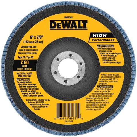 DEWALT DW8381 6-Inch X 7/8-Inch 60G Type 29 Hp Flap Disc