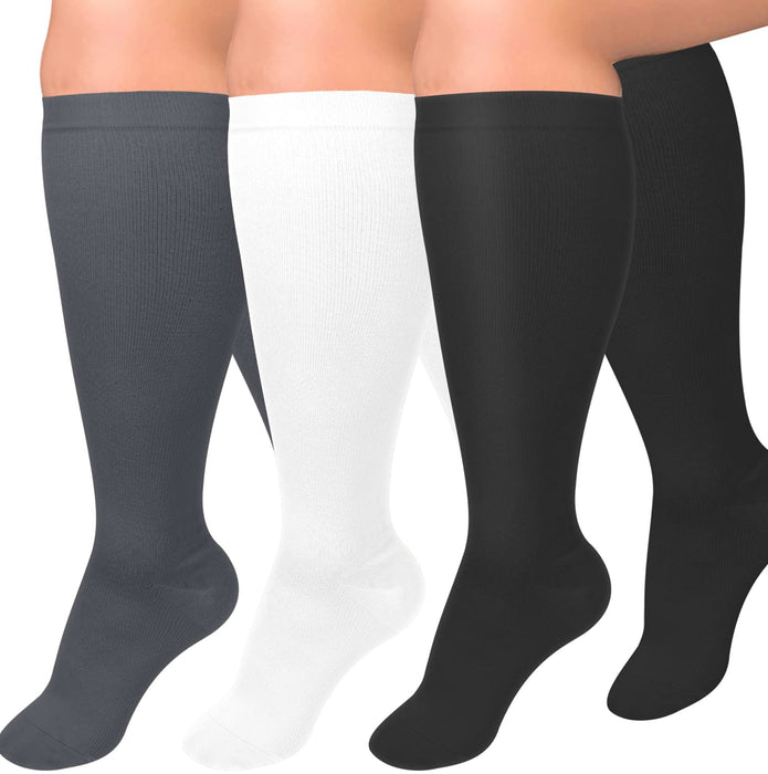 Diu Life 3 Pairs Plus Size Compression Socks for Women and Men Wide Calf Extra Knee High Support for Circulation