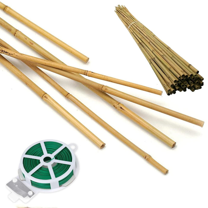 HOPELF 50 Pack 2ft Bamboo Plant Stakes for Wood Garden Sticks，Wooden Plant Supports，Bamboos，Bamboo Trellis，Crafts, More Size Choices 8"/12"/16"//2'/3'/4'/5'/6'