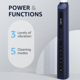 7AM2M Sonic Electric Toothbrush, High Power Rechargeable Toothbrushes, with 8 Brush Heads for Adults and Kids, 15 Adjustable Modes, Built-in 2-Minute Smart Timer, 4 Hours Fast Charge(Navy Blue)