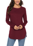 Newchoice Fall Shirts for Women 2024 Trendy Raglan Long Sleeve Tunic Tops Christmas Sweater (Dark Winered, L)