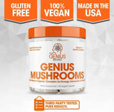 GENIUS Mushroom Lions Mane Cordyceps and Reishi Immune System Booster and Nootropic Brain Supplement - 90 Pills