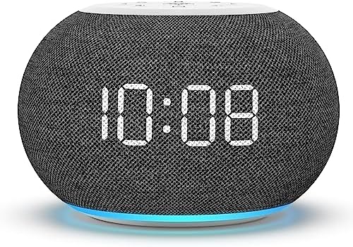 REACHER Auto Dimmable Alarm Clock Radio for Bedrooms, Improved Reception FM Radio, 9 Color Night Light, 0-100% Dimmer, 7 Wake Up Sounds, Sleep Timer, Small Digital Clock for Bedside