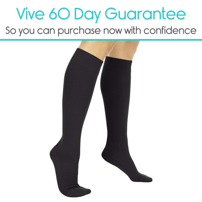 Vive Compression Stockings for Women , Men | 15 - 20 mmHg Medical Compression Support for Varicose Veins - Ultra Sheer TED Style Hose- Knee High for Swelling, Soreness, Maternity, Pregnancy, Nurses