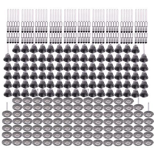 Rocaris 300 Pack Wire Brushes Set, Steel Wire Wheels Pen Brushes Set Kit Accessories for Rotary Tool