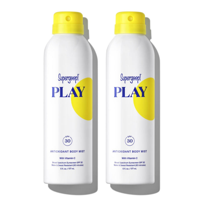 Supergoop! PLAY SPF 30 Antioxidant Body Mist w/ Vitamin C - 6 fl oz, Pack of 2 - Broad Spectrum Sunscreen Spray for Sensitive Skin - Clean Ingredients - Great for Active Days