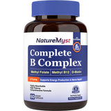 NatureMyst Complete B Complex, All 8 B Vitamins, Methyl B12, Methyl Folate, Biotin, P-5-P, Highly Absorbable, Energy Production, 60 Vegan Caps
