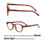 Readerest Blue Light Blocking Reading Glasses (Tortoise, 2.00 Magnification) - Computer Eyeglasses With Thin Reflective Lens, Antiglare, Eye Strain, UV Protection, Stylish For Men And Women