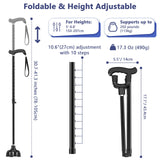 TriPro Walking Cane for Women & Men, Small Base Quad Cane, Pivot Tip,Self Standing,Heavy Duty,Adjustable Folding Cane, 4 Prong Canes for Men & Women, Collapsible Walking Sticks for Seniors & Adults