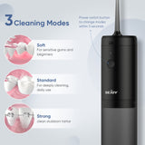 Water Flosser Dental Oral Irrigator Teeth Cleaner Portable Travel Rechargeable Cordless,IPX7 Electric Plaque Remover 3 Modes 3 Jet Tips 140ml