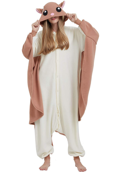 DarkCom Women Men Cosplay Flying Squirrel Onesie Halloween Costume Christmas Pajamas Animal Homewear Sleepwear Small