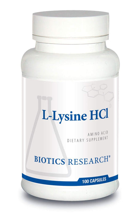 Biotics Research L Lysine HCI Amino Acid L lysine Supplement Promotes Energy, Boosts Immunity, Stimulates Calcium Absorption 100 capsules