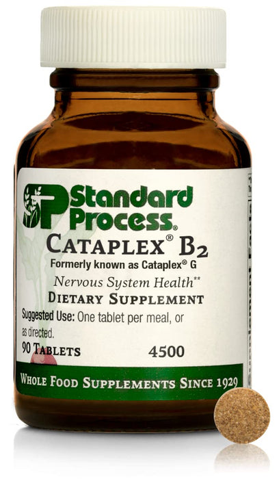 Standard Process Cataplex B2 - Whole Food Nervous System Supplements, Metabolism, Brain Supplement and Liver Support with Calcium Lactate, Riboflavin, Wheat Germ, Choline and More - 90 Tablets