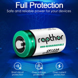 rapthor CR123A 3V Lithium Batteries CR17345 16 Pack 1650mAh High Power 123A 10 Year Shelf Life Non-Rechargeable CR123 Photo Battery 123 for Flashlight Toys Alarm System Microphones (Not for Arlo)