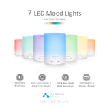 ASAKUKI Essential Oil Diffuser, 5-in-1 Quiet Humidifier, Natural Home Fragrance Aroma Diffuser with 7 LED Color Changing Light and Auto-Off Safety Switch (Pure White)