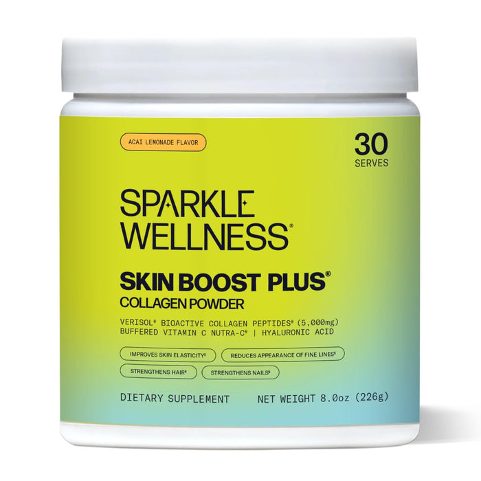 Hydrolyzed Collagen Powder - Sparkle Skin Boost Plus (Acai Lemonade) [30-Serves] VERISOL Collagen Peptides Protein Powder Vitamin C, Non-GMO Collagen Supplement Drink, Keto Protein Powder Nutrition