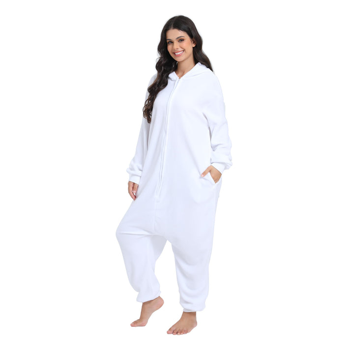 NAITOKE Adult Animal Onesie Halloween Costume Cosplay One-Piece Pajamas Women Man Teens White