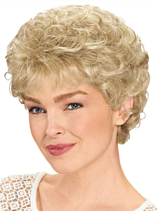 GNIMEGIL Elderly Wigs Short Curly Wig for Ladies Synthetic Hair Old Women Wigs Light Blonde Wig Halloween Costume Carnival Party