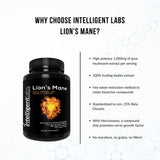 Intelligent Labs Lion’s Mane Mushroom Capsules, Extracted from The Fruiting Bodies of Hericium Erinaceus, Minimum 25% Beta Glucans, No Grain Fillers, 2-Month Supply