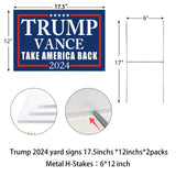 WENWELL Trump Vance 2024 Yard Signs 2-Pack – Double-Sided,Waterproof,UV Resistant,12x18 Inchs with Metal H-Stakes – Donald Trump JD Vavce Campaign Rally Placard Outdoor Lawn Decoration