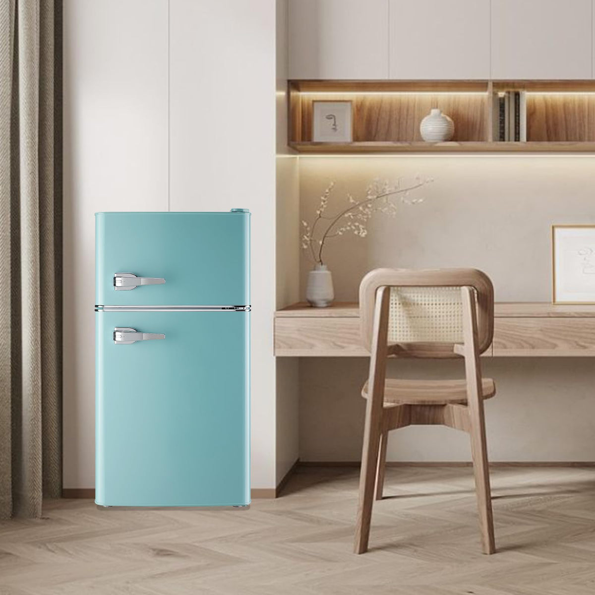 WANAI 3.5 Cu.ft Retro Mini Fridge with Freezer Small Retro Dual Door R