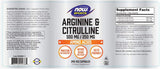 NOW Sports Nutrition, Arginine & Citrulline 500 mg/ 250 mg, Amino Acids, 240 Veg Capsules
