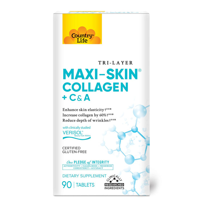 Country Life Maxi-Skin Collagen plus Vitamins C&A, Supports Skin Health