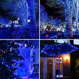 JMEXSUSS 250 LED Blue Halloween String Lights: 91.5ft Extendable Green Wire Blue Christmas Lights Outdoor Waterproof - 8 Modes Christmas Tree Lights Indoor