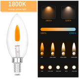 Flicker Flame Light Bulb Flame Tip Halloween Chandelier Flickering Light Bulbs Christmas Replacement Orange Glow Bulbs Crystal Clear Candle Bulb for E12 Chandelier Base (Clear, c35e12(6pack))