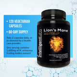 Intelligent Labs Lion’s Mane Mushroom Capsules, Extracted from The Fruiting Bodies of Hericium Erinaceus, Minimum 25% Beta Glucans, No Grain Fillers, 2-Month Supply