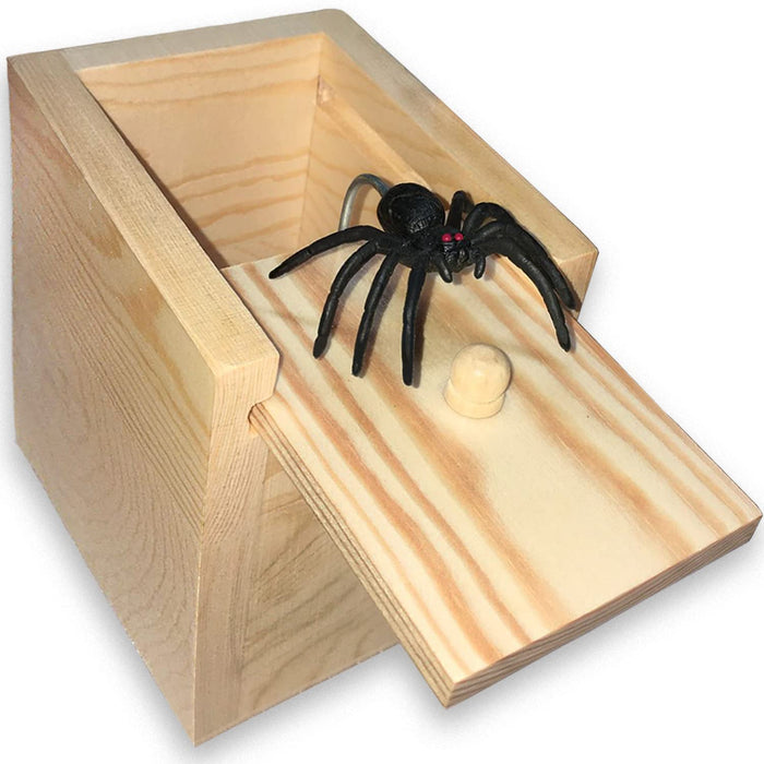 Jishi Large Spider Prank Box Halloween Gag Gifts, Funny Wooden Surprise Gift Box for Money Cash Card, Spider Prank Toys for Kids Boys, White Elephant Gifts for Adults Men, Christmas Stocking Stuffers