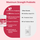 Probiotics for Women - 300 Billion CFU Probiotic, 12 Strains Probiotics with Prebiotics Cranberry, Selected Women’s Probiotic for Women’s Daily Digestive Gut Vaginal & Urinary Health, 60 Capsules